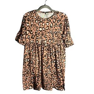 ASOS Brown Black Leopard Short Sleeve High Waisted Peplum Top 6